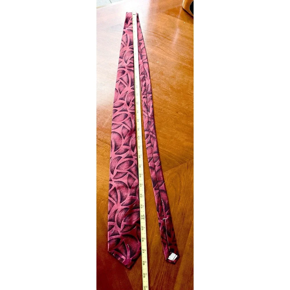 Vintage Mario Valentino Men's Silk Necktie Red Geometric Retro 80s 90s